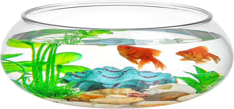 NIYANGLE 0.74 Gallon Round Fish Bowl, Plastic Clear Bowl Vase Shallow Planter Bubble Bowl Aquatic Plant Pot Hydroponic Plants Succulent Planter Fish Tank Aquarium Bowl for Home Office Decor - Image 1